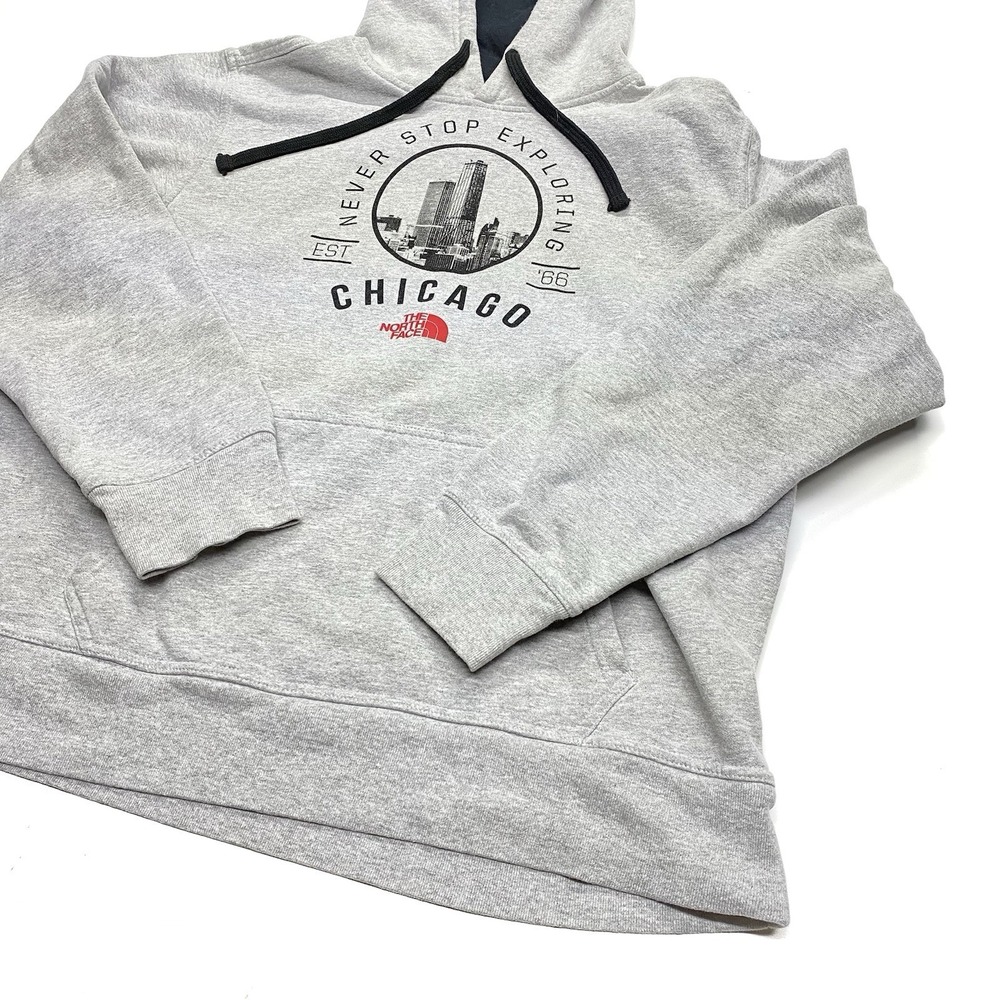 The North Face Hoodie Sweatshirt Chicago Pullover Gray Hooded Men's XL - Picture 3 of 12